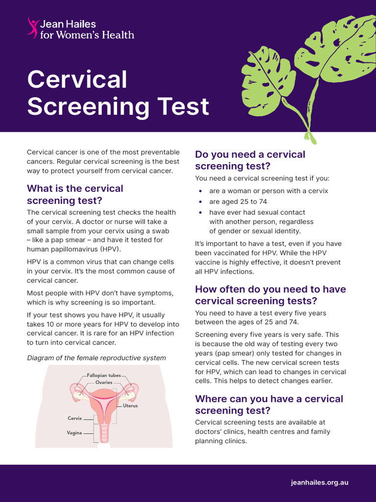 0523 Jh Fact Sheet Cervical-screening-test TGD | PDF | Cervical Cancer ...