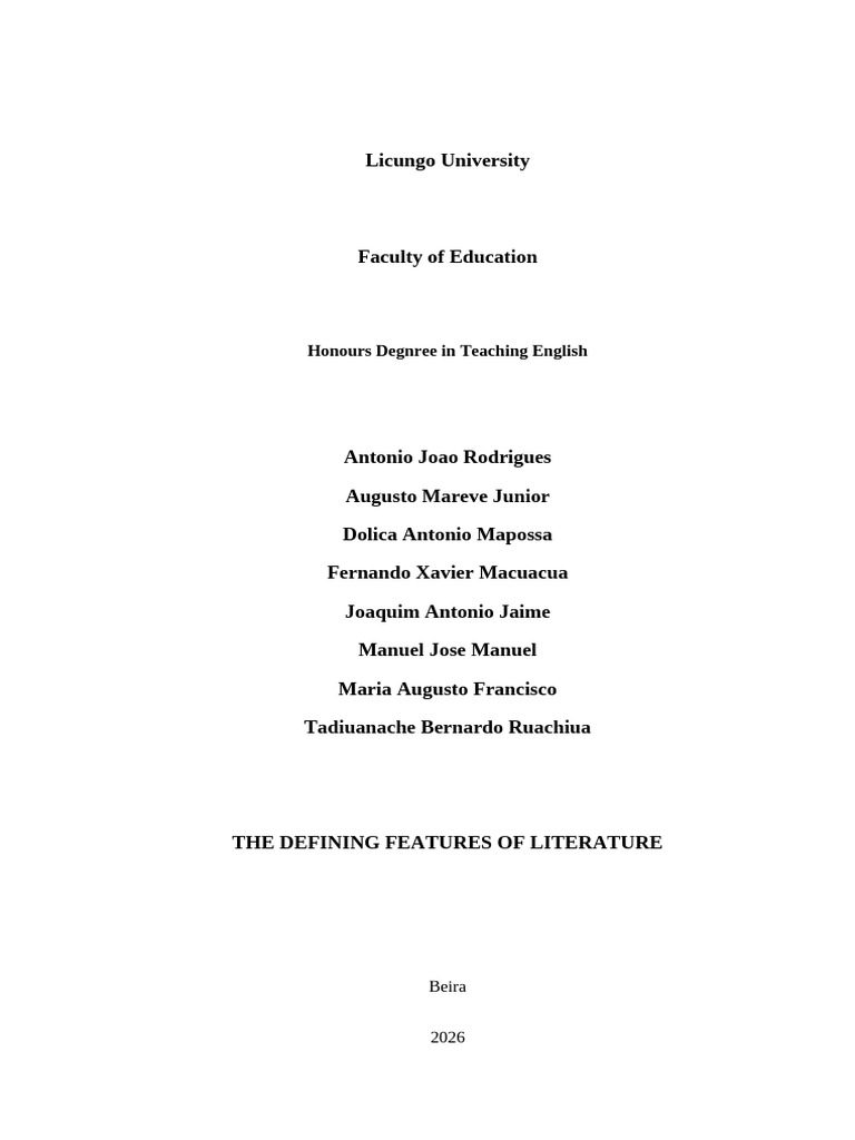 The Defining Features of Literature | PDF | Narrative | Semantics