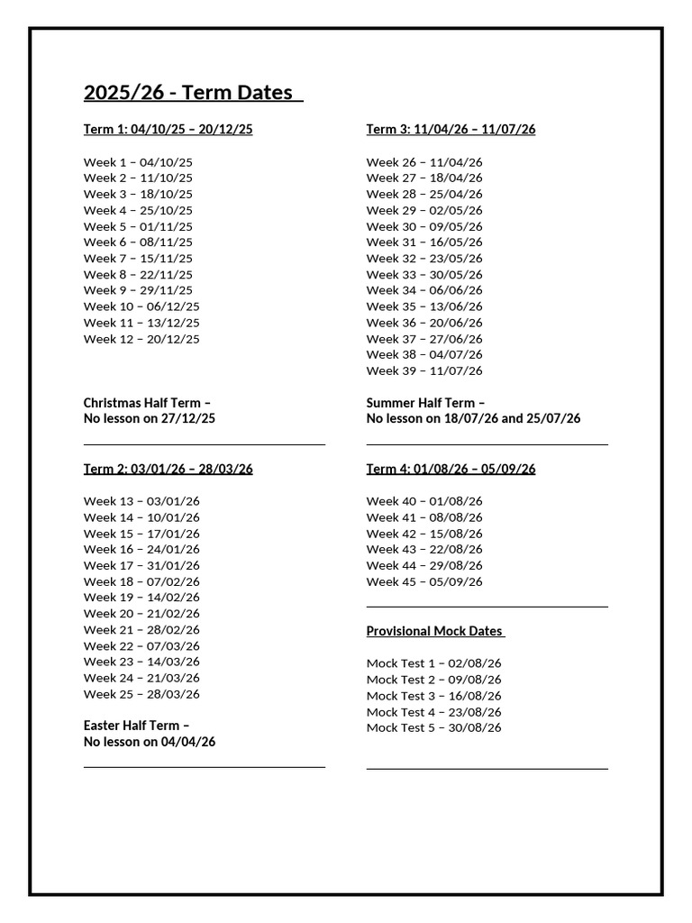 Term Dates | PDF