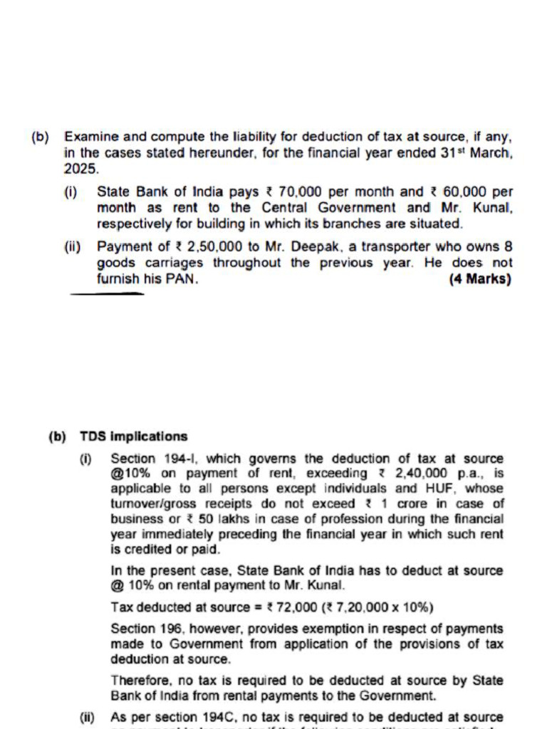 TDS-TCS QUESTIONS COMPILATIONS | PDF
