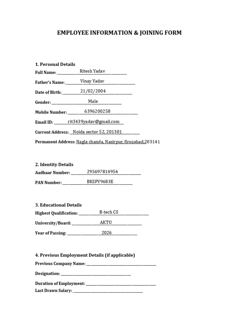 Employee_Joining_Form | PDF | Chess Theory | Chess