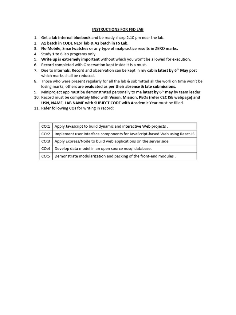Instructions for Fsd Lab | PDF