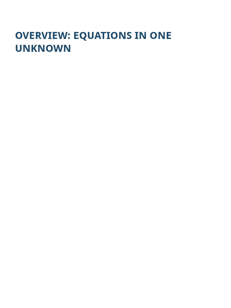 Equations in One Unknown | PDF | Quadratic Equation | Equations