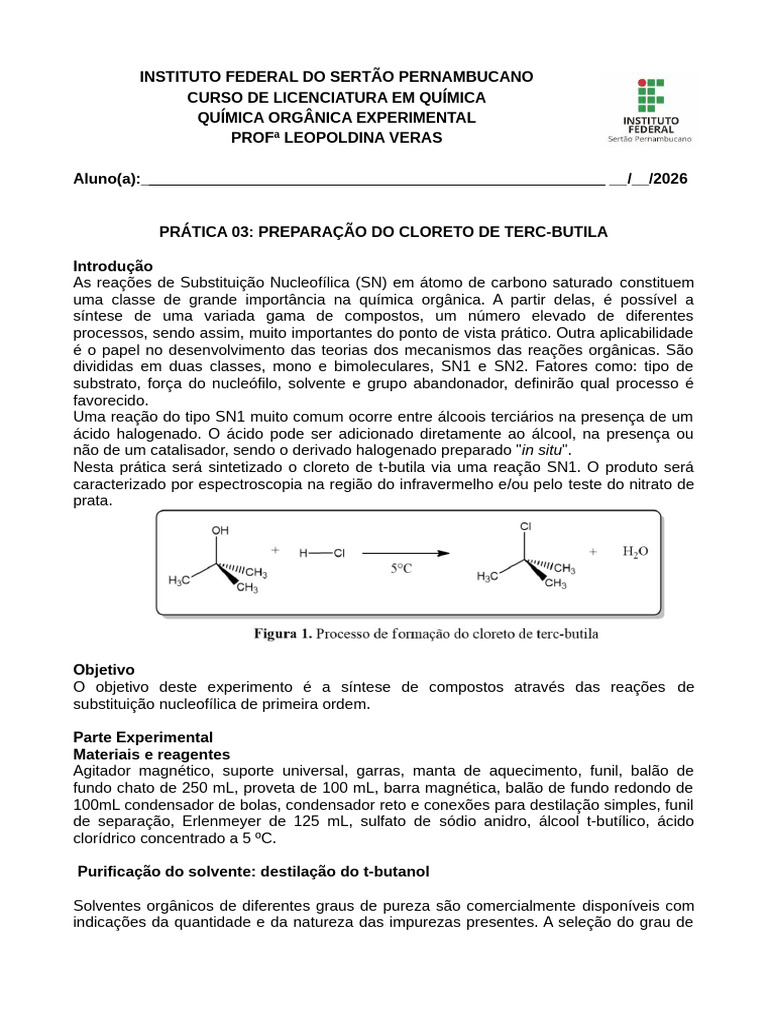 Prática 3. Preparação Do Cloreto de Terc-Butila | PDF | Reações ...