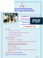 Graduate Scholarship Program For Excellent Foreign Students (EFS)