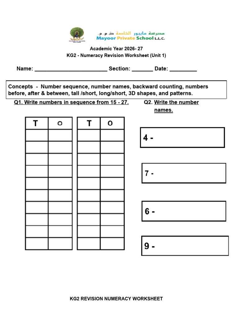 Numeracy Revision Worksheet (Home Learning) | PDF