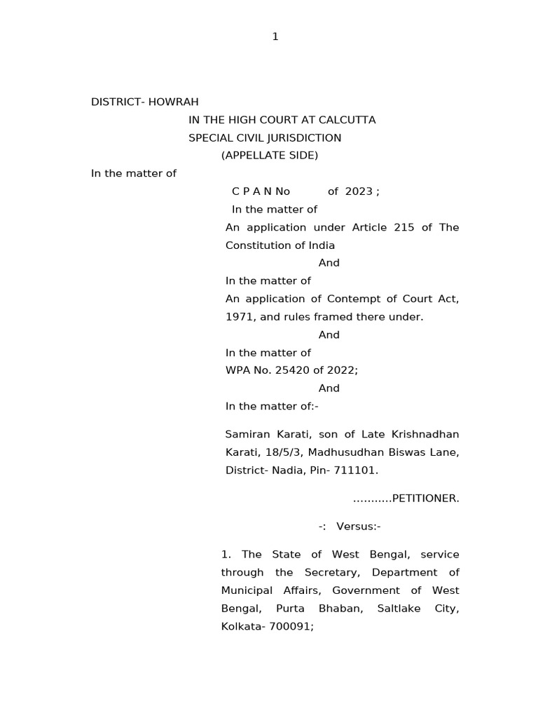 Samiran Karti Contempt | PDF | Affidavit | Contempt Of Court