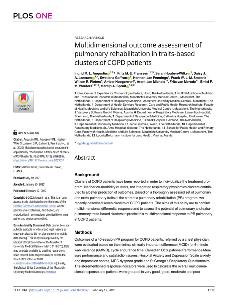 Multidimensional Outcome Assessment of Pulmonary Rehabilitation in ...
