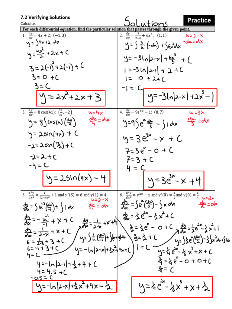 Practice Answer Calc 7.2 Solutions | PDF