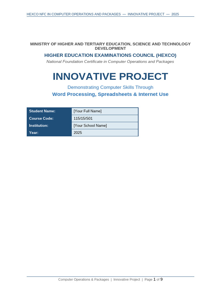 Project2 Innovative Computer Skills | PDF | Spreadsheet | Microsoft Word