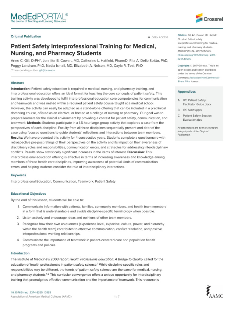 2017 Patient Safety Interprofessional | PDF | Pharmacy | Patient Safety