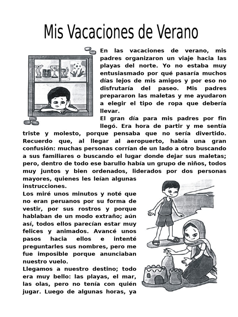 Ficha Mis Vacaciones de Verano para Tercero de Primaria | PDF