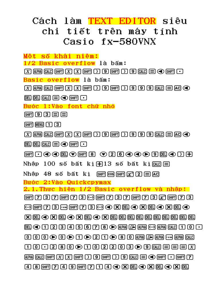 Cach Lam TEXT EDITOR Sieu Chi Tiết Tren May Tinh Casio Fx 580VN X | PDF
