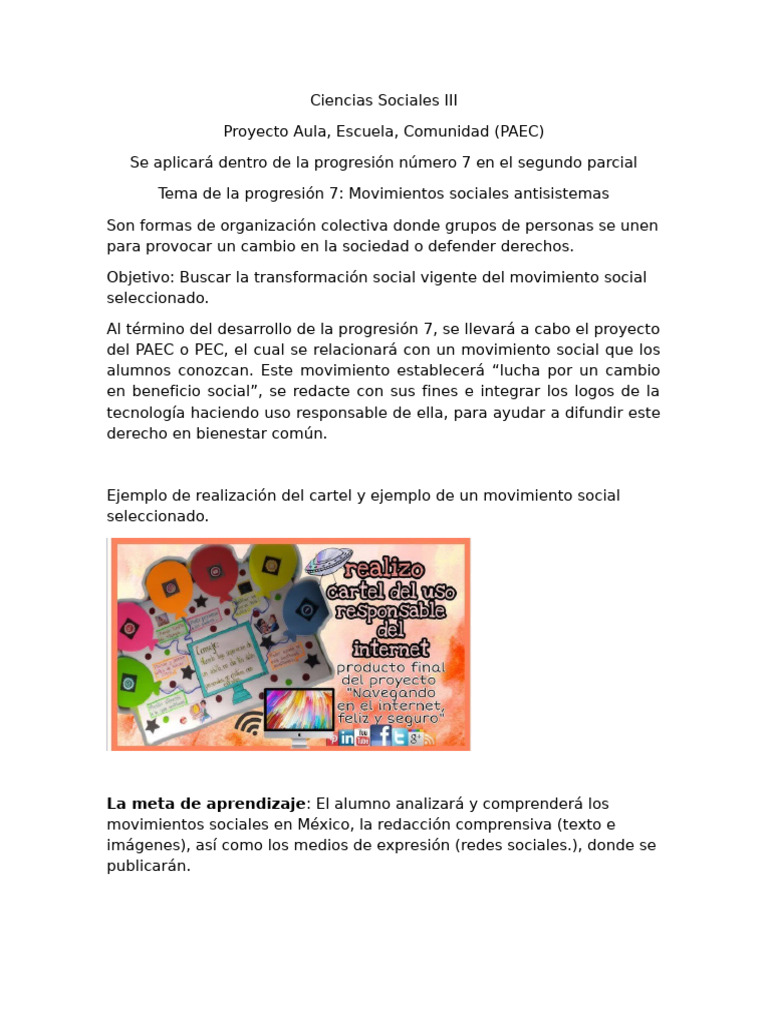 Proyecto PAEC Sociales III 26 | PDF