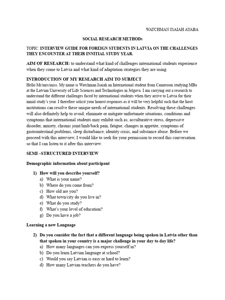 SOCIAL RESEARCH METHODS INTERVIEW QUESTIONS.docx | PDF | Latvia ...