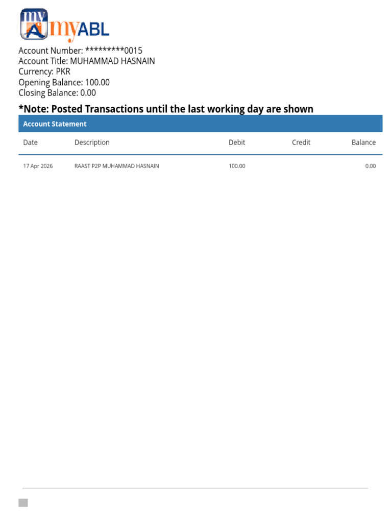 Nain Bank Statement | PDF