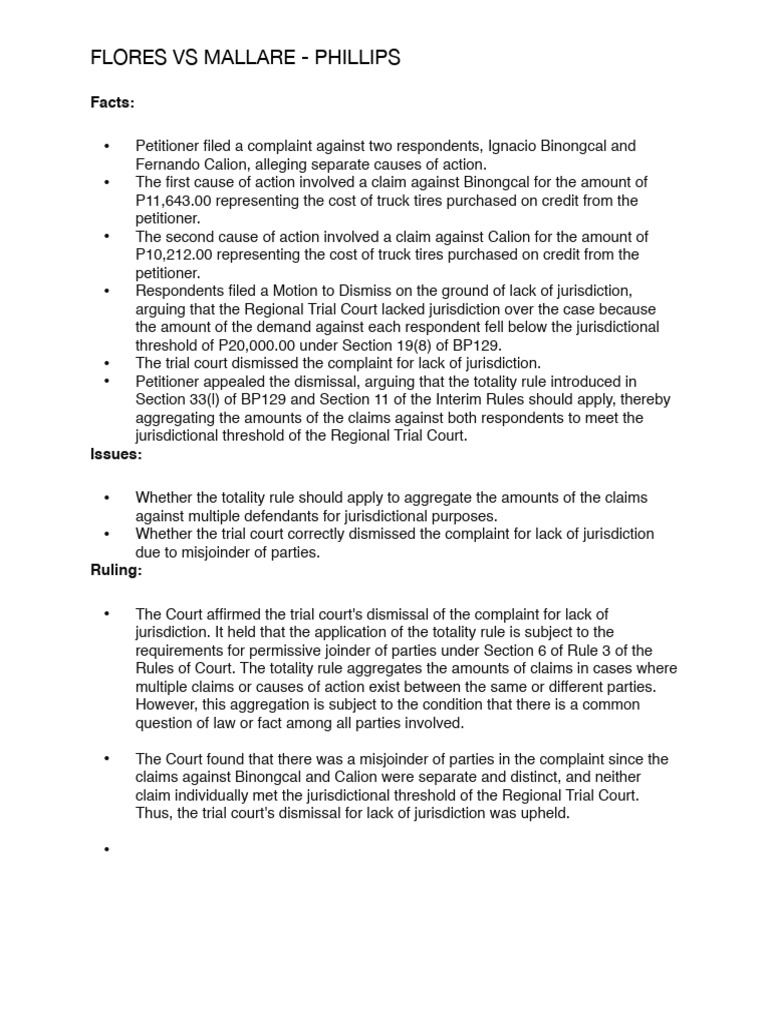 Flores vs Mallare Phillips | PDF
