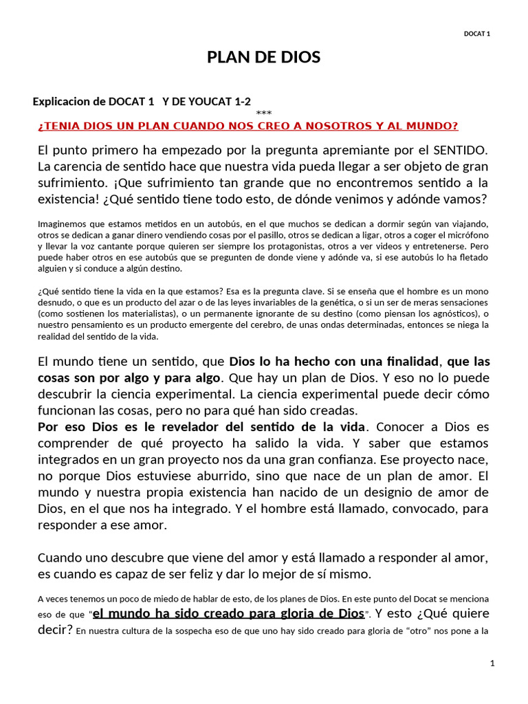 Plan de Dios -Docat_1-Youcat 1y2 | PDF | Amor | Dios