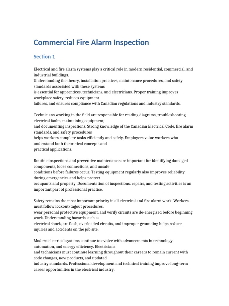 Commercial Fire Alarm Inspection Expanded | PDF | Electrician | Safety