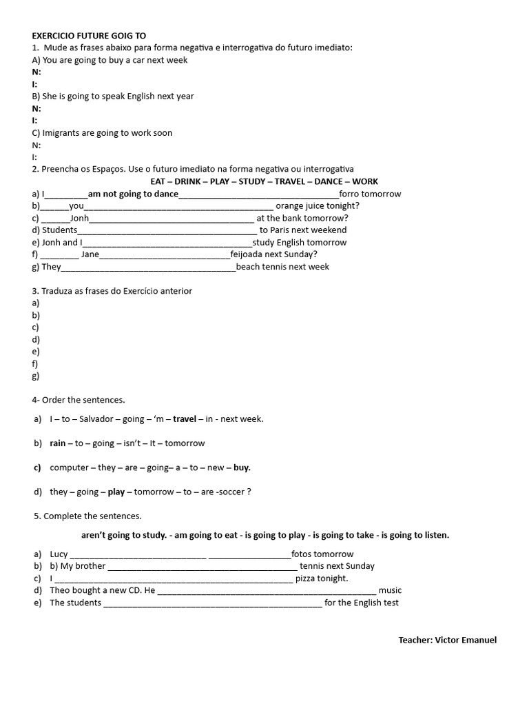 Exercicio Future Goig To | PDF