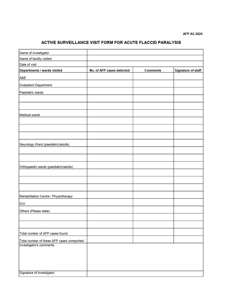 Lampiran H_AFP Active Surveillance Form | PDF