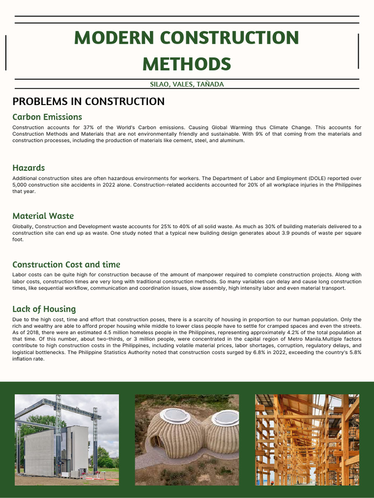 MODERN CONSTRUCTION METHODS | PDF | 3 D Printing | Civil Engineering