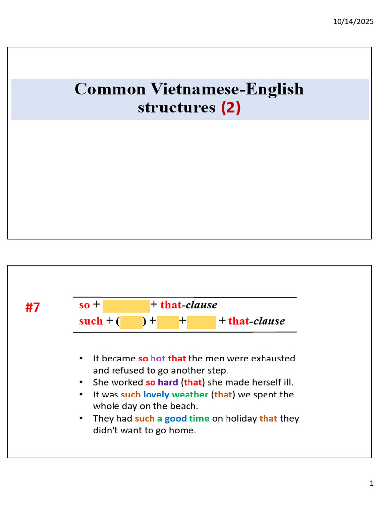 REVIEW Common v-E Structures (2) - Updated | PDF | Linguistics | Languages