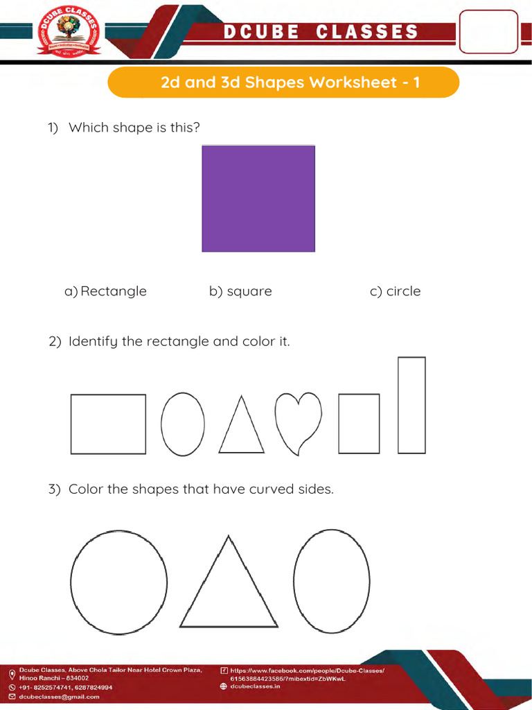 2d and 3d Shapes Worksheets _ Worksheet 1 | PDF