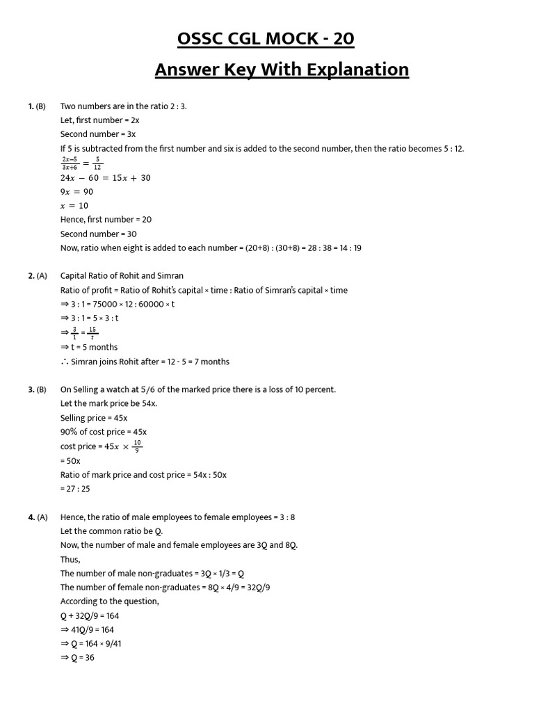 Ossc CGL Mock - 20 Expl.2026 | PDF | Microsoft Access | Microsoft Excel