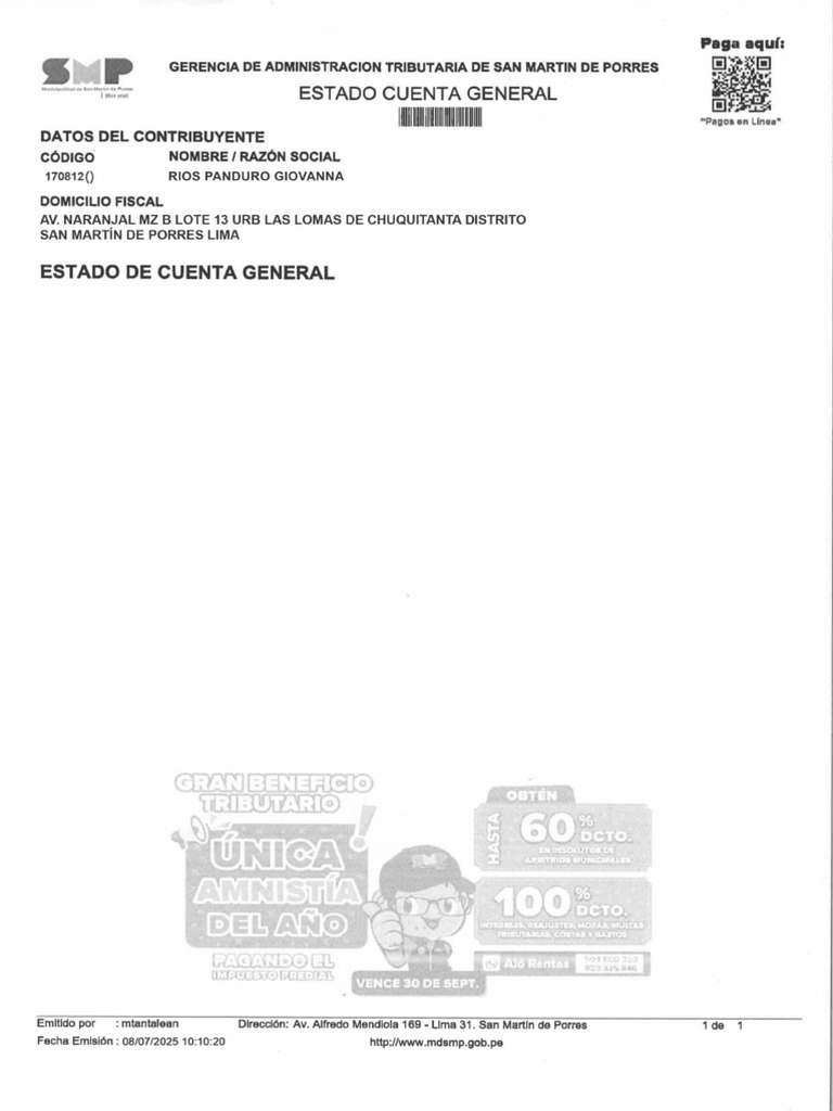 Constancia de Posesion Rios Panduro Giovanna 1 | PDF