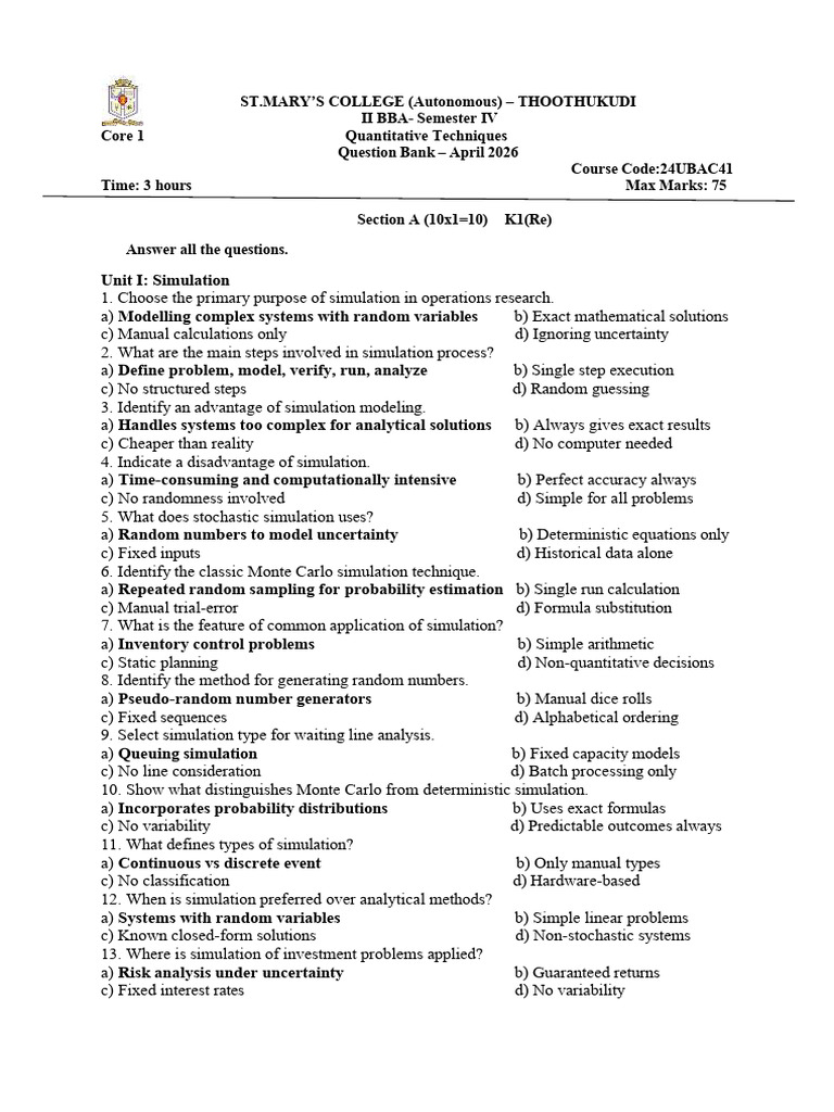 Question Bank | PDF | Probability Distribution | Mathematical Optimization