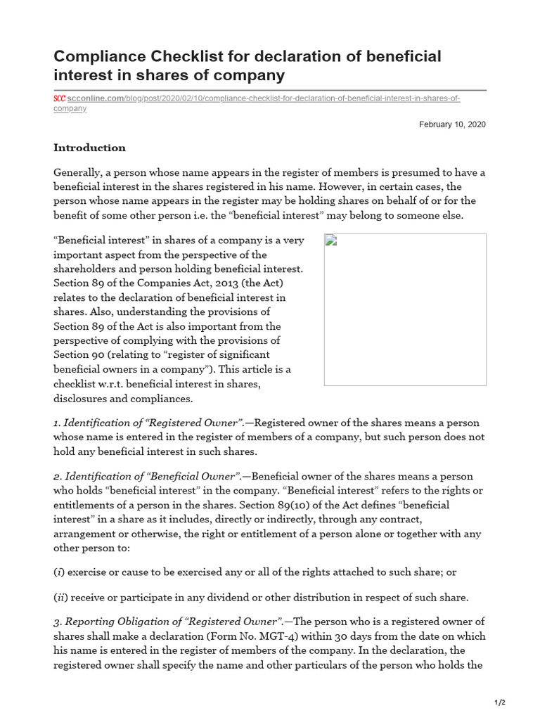 scconline.com-Compliance Checklist for declaration of beneficial ...