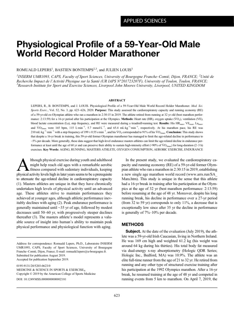 Physiological Profile of a 59 Year Old Male World.13 | PDF | Physical ...