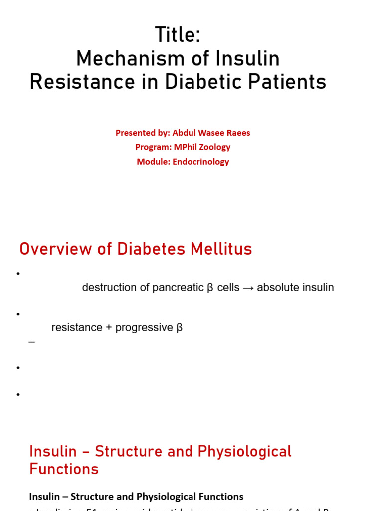 Mechanism of Insulin Resistance in Diabetic Patients | PDF | Insulin ...