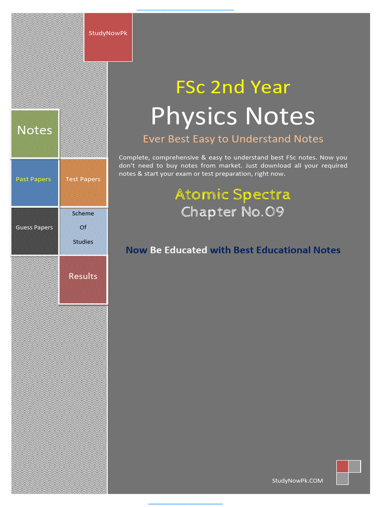 FSc Part 2 Physics Notes Ch 9 Atomic Spectra Notes StudyNowPk.com | PDF ...