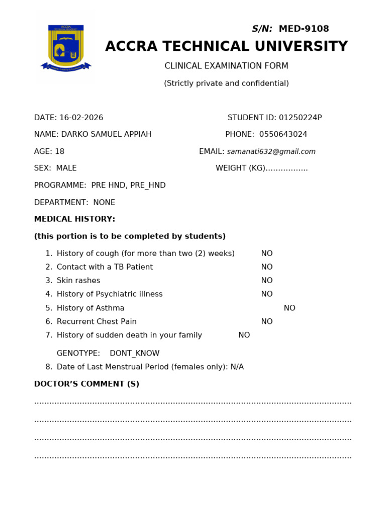 MedicalForm_01250224P 2 | PDF | Medicine | Diseases And Disorders
