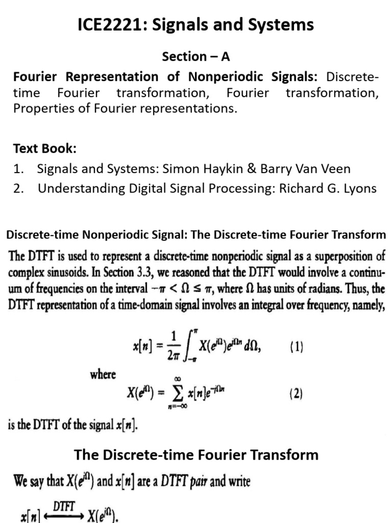 ICE2221 Signals and Systems - Fourier Representation of Nonperiodic ...