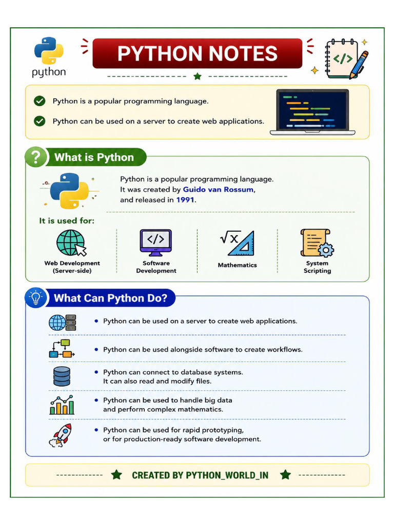 Python Premium Note Part 1 | PDF