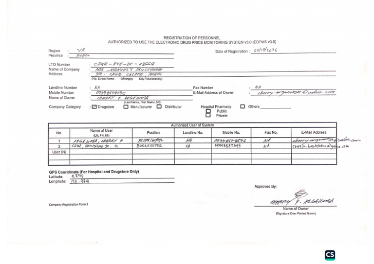 Authorized to Use EDPMS V3 - Calape | PDF