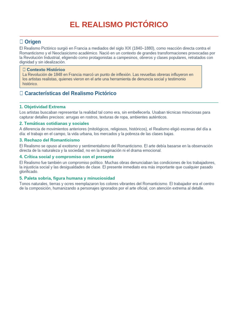 Realismo_Pictorico_5pag | PDF | Realismo literario | Realismo (Artes)