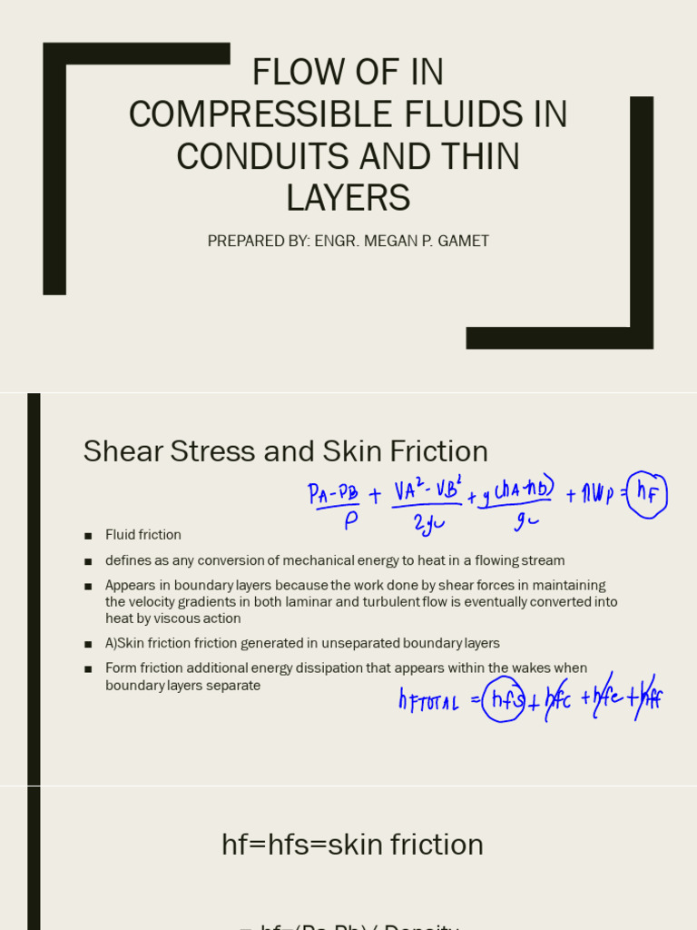 Flow in Incompressible Fluids in Conduits 3A Sy 25 26 (1) | PDF ...