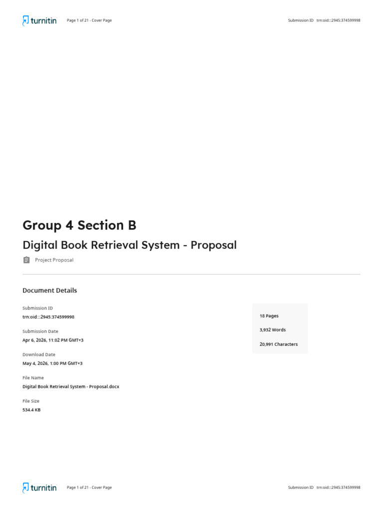 Digital Book Retrieval System - Proposal | PDF | Libraries | Usability