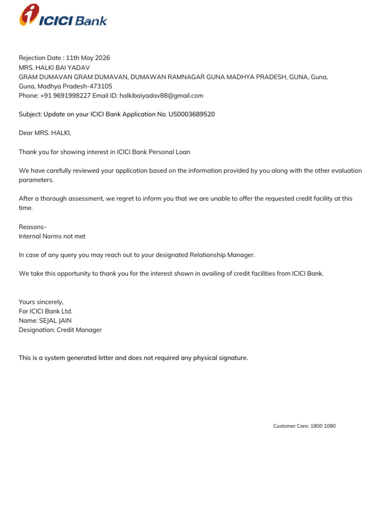 Rejection Letter | PDF