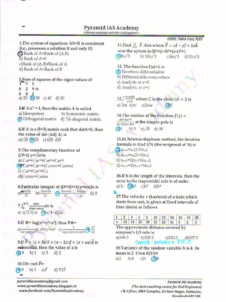 Tneb -Eee - Model Question Paper- Answer | PDF