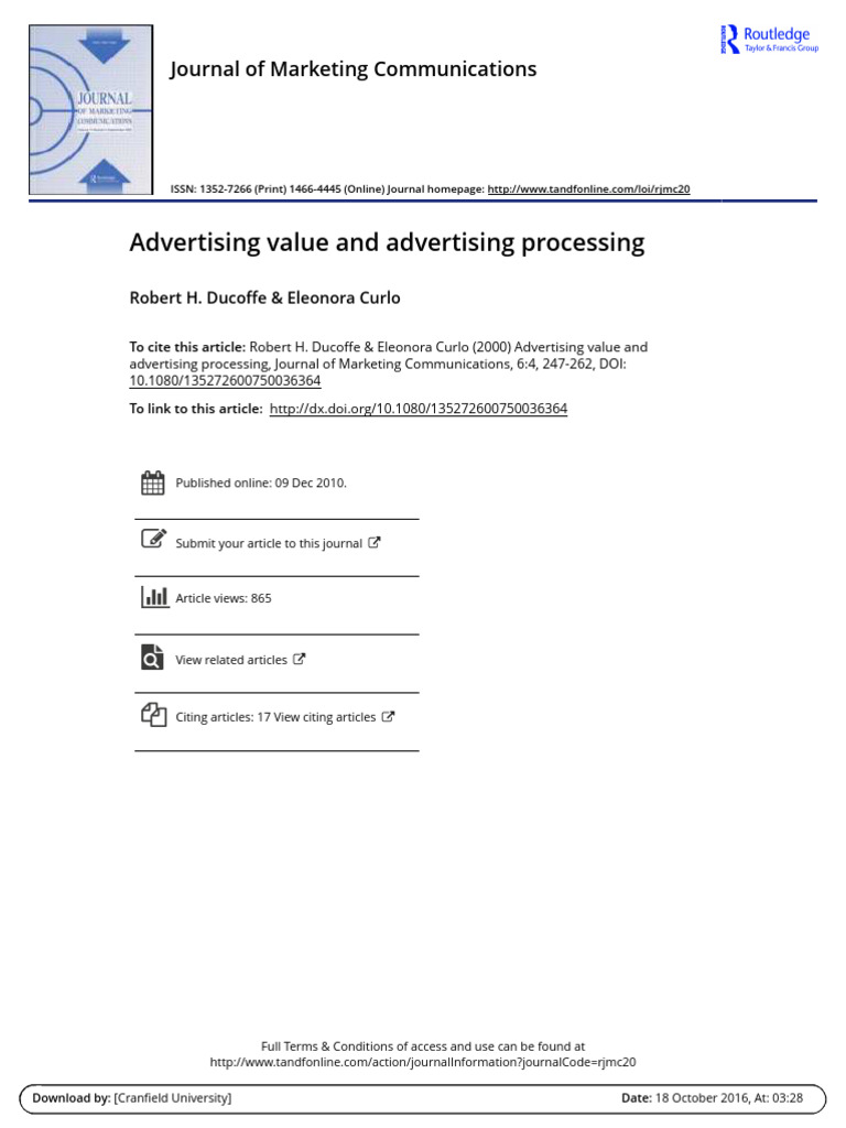 Advertising Value and Advertising Proces | PDF | Advertising | Attitude ...