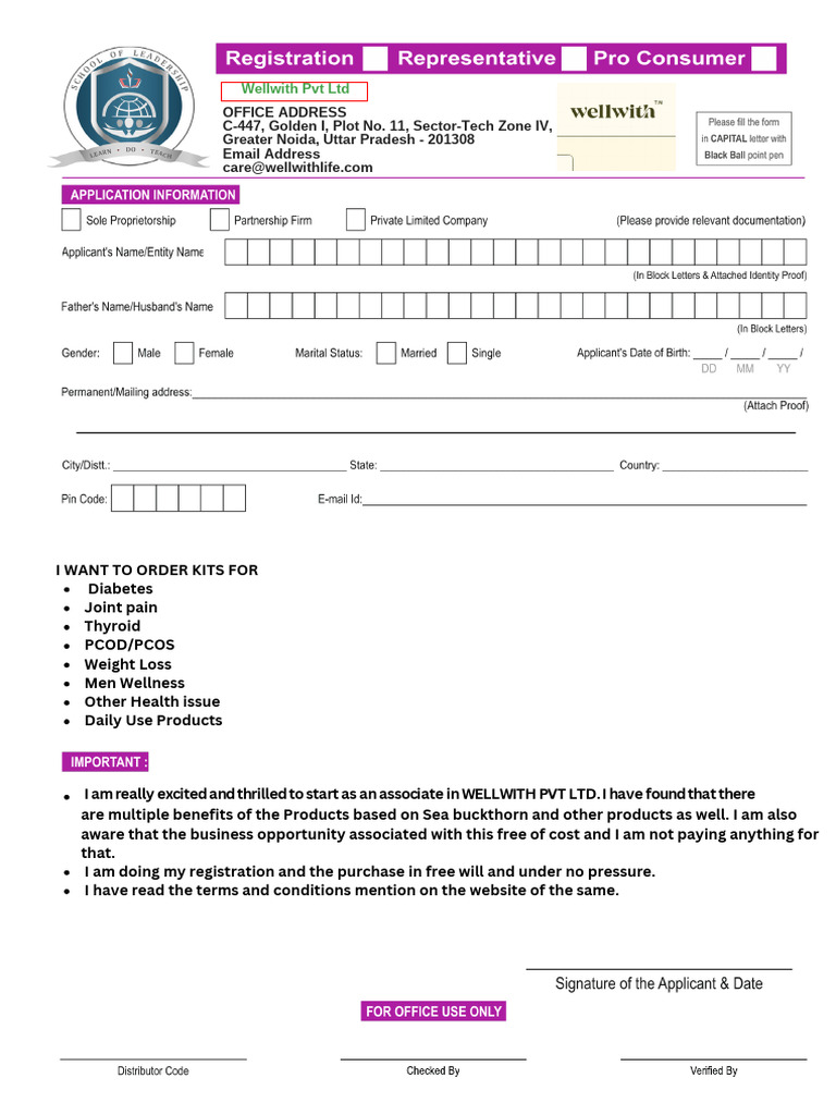 Wellwith Application Form (1) | PDF