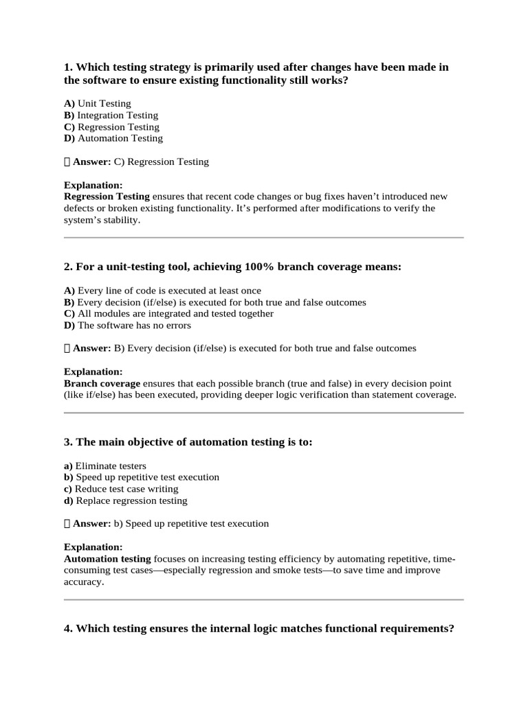 Software Testing Mcq | PDF | Software Testing | Unit Testing