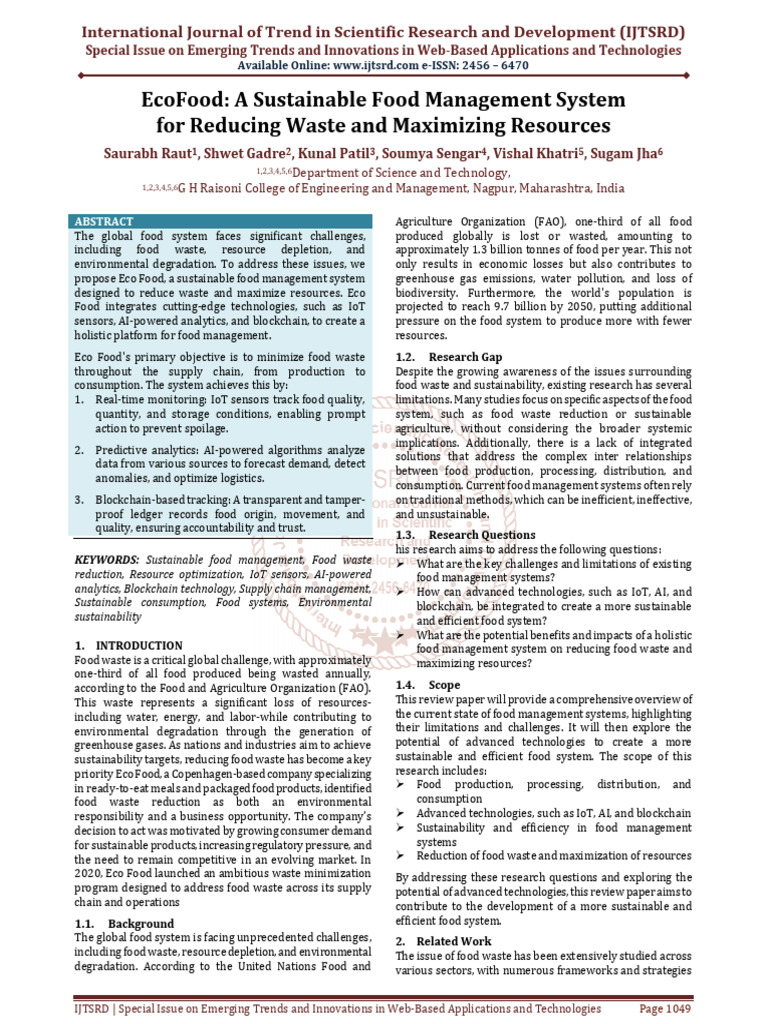 EcoFood A Sustainable Food Management System for Reducing Waste and ...