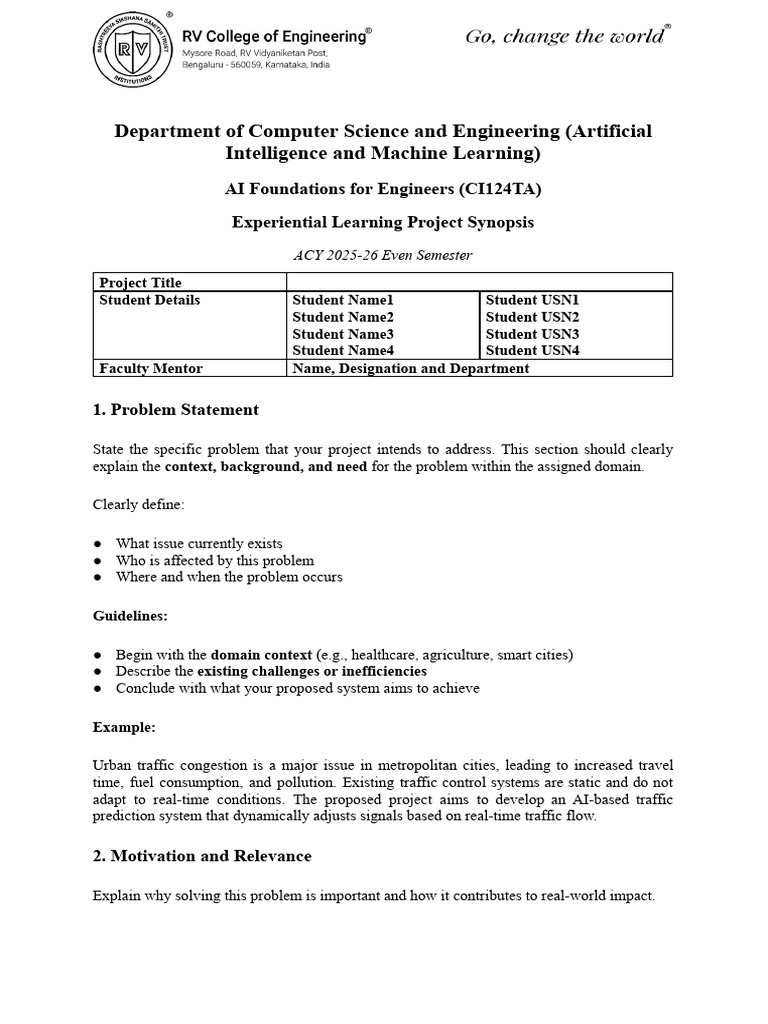 AIFE - EL - Phase 1 - Synopsis Template.docx | PDF | Machine Learning ...