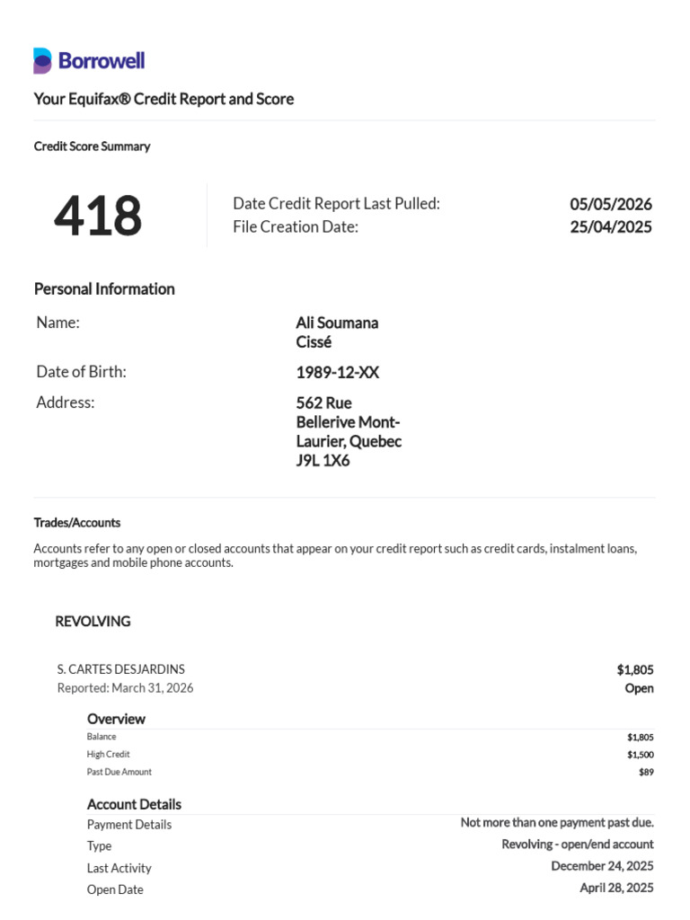 CreditReport 2026-05-11 | PDF | Credit History | Credit